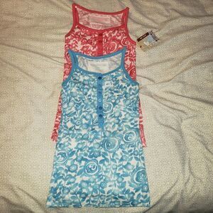 MOSSIMO FLORAL PRINT TANK TOPS LOT SIZE SMALL 7/6X PINK WHITE AND BLUE A…